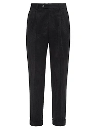 Wool, Silk and Cashmere Corduroy Leisure Fit Trousers