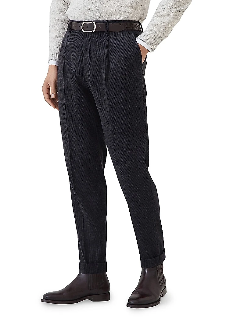 Wool, Silk and Cashmere Corduroy Leisure Fit Trousers