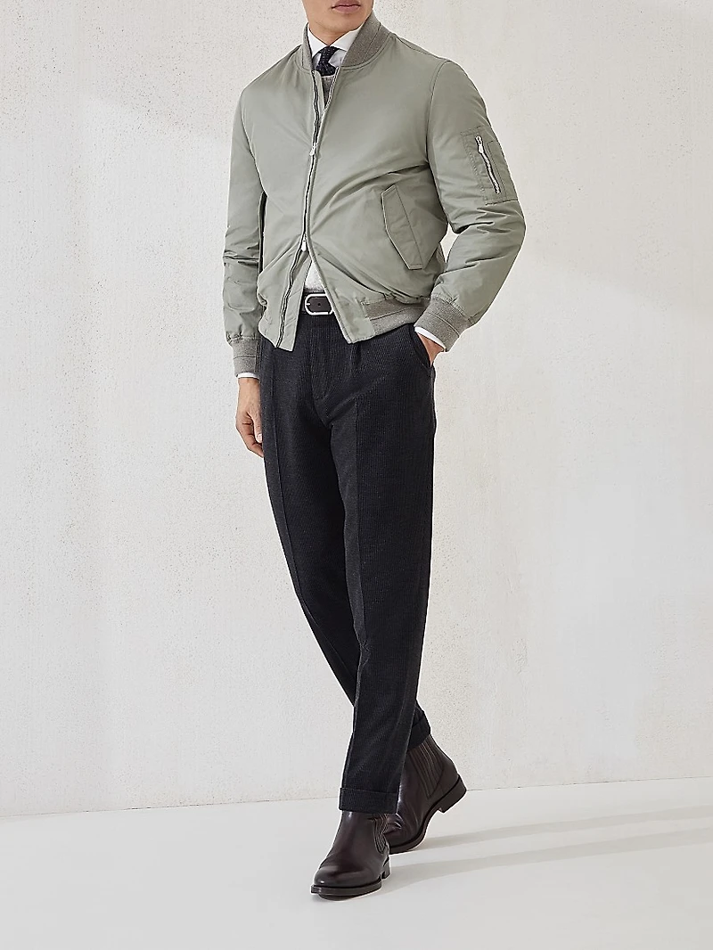 Wool, Silk and Cashmere Corduroy Leisure Fit Trousers