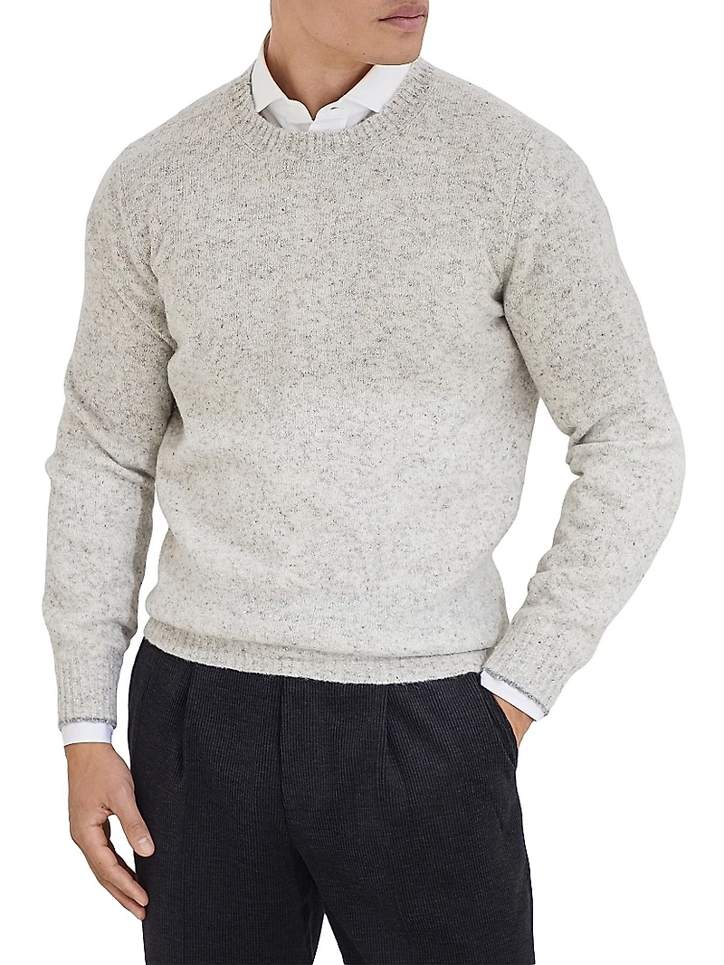 Flecked Alpaca, Wool, Silk and Cotton Sweater