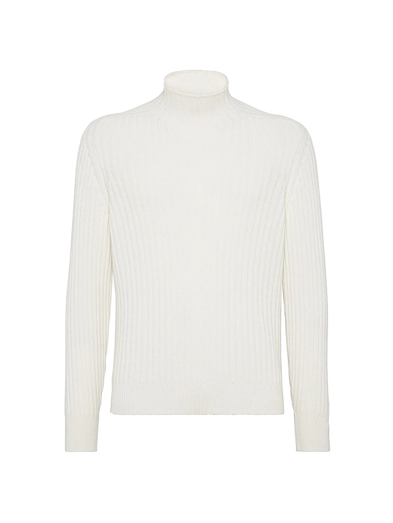 Cashmere Flat Rib Turtleneck Sweater