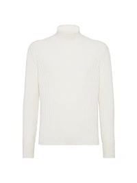 Cashmere Flat Rib Turtleneck Sweater