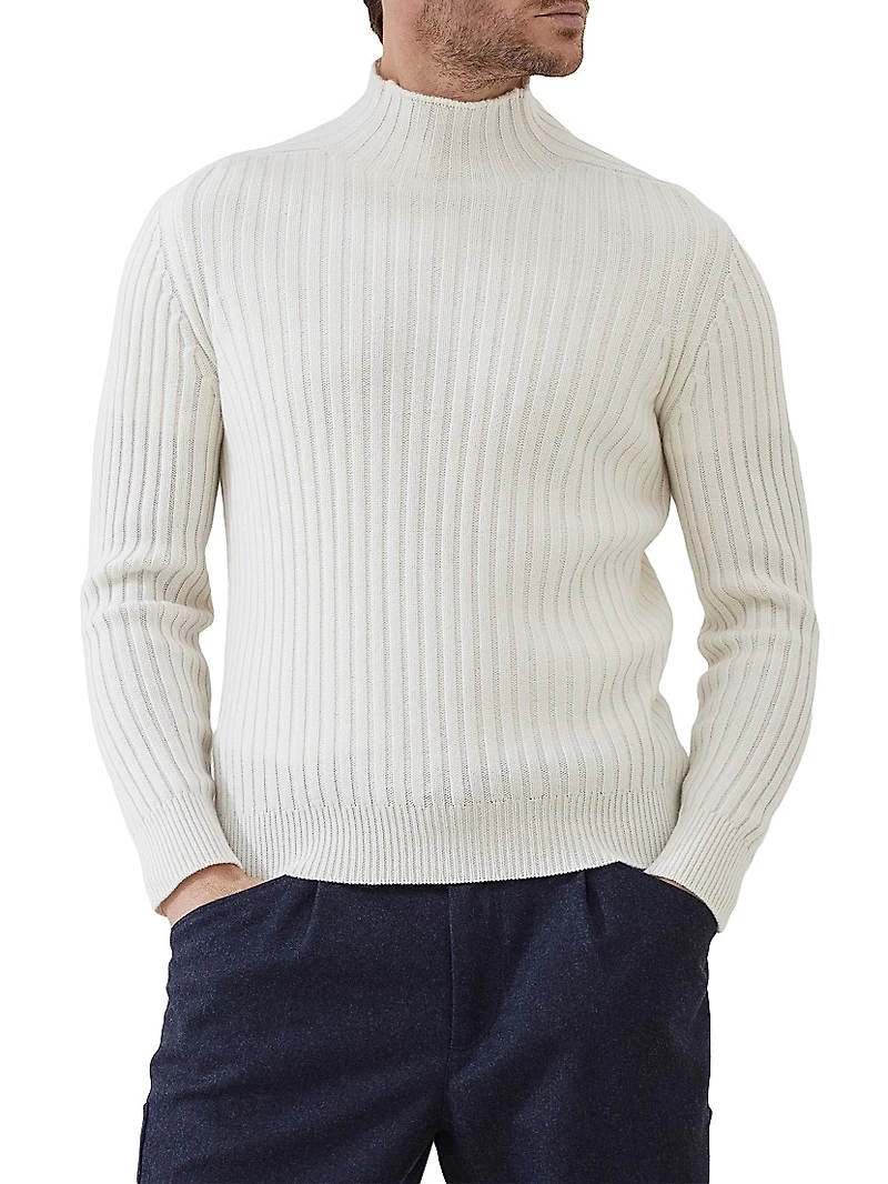Cashmere Flat Rib Turtleneck Sweater