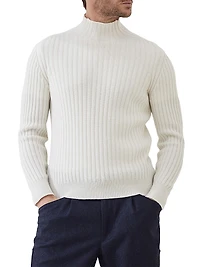 Cashmere Flat Rib Turtleneck Sweater
