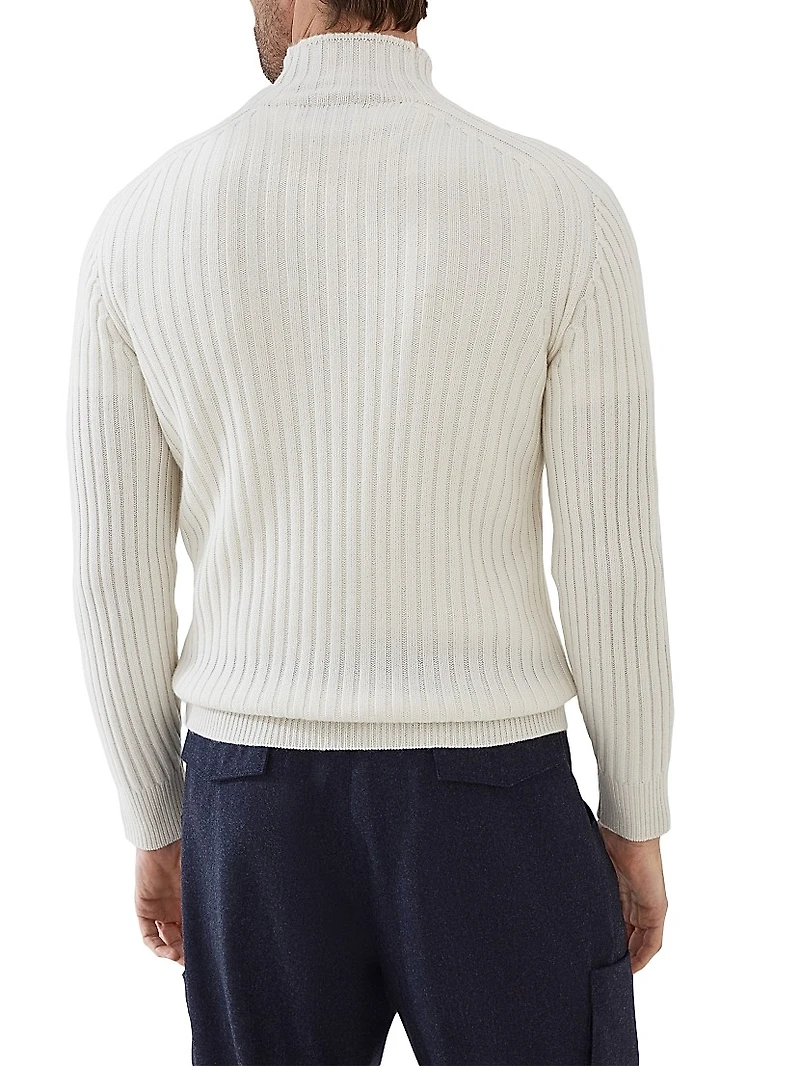 Cashmere Flat Rib Turtleneck Sweater