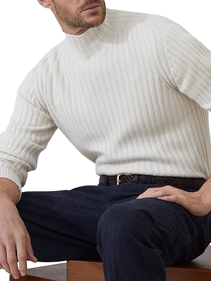 Cashmere Flat Rib Turtleneck Sweater