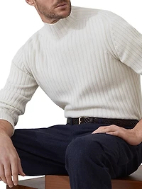 Cashmere Flat Rib Turtleneck Sweater