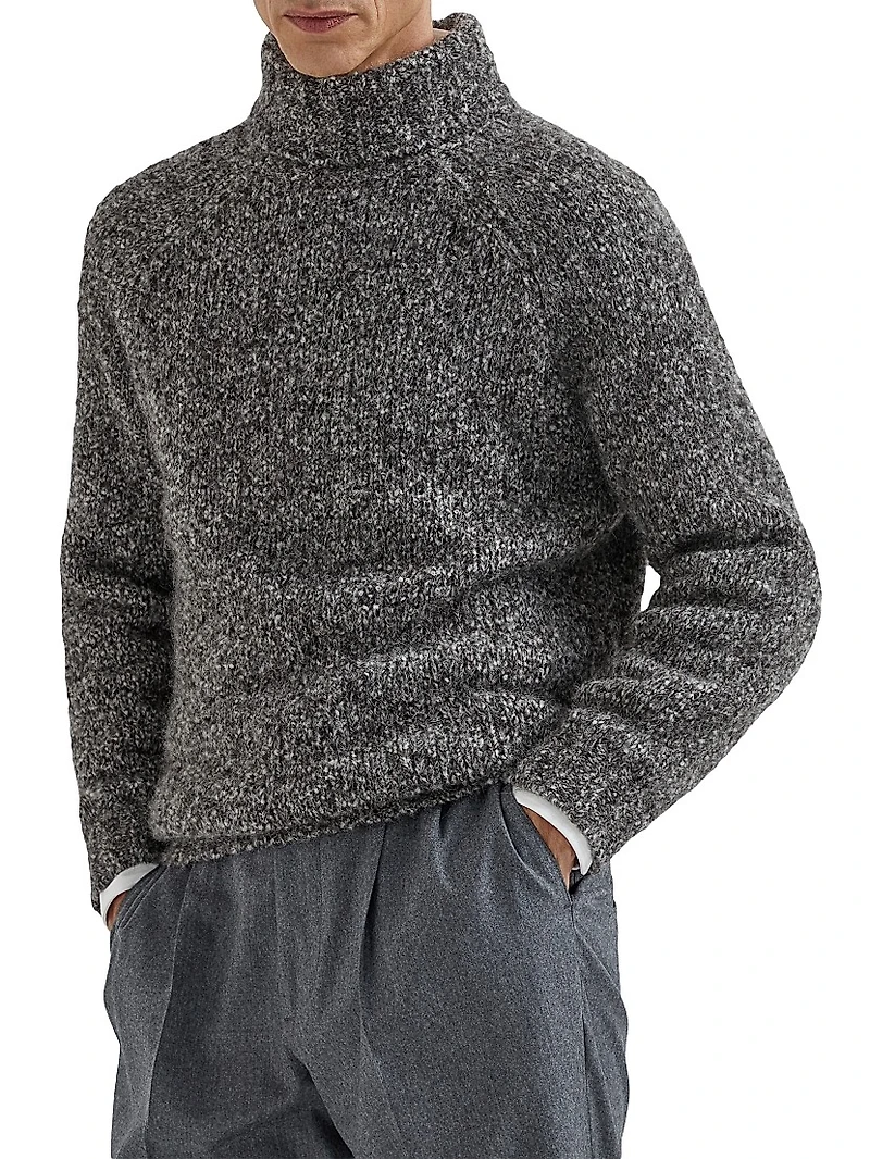Flecked Alpaca, Virgin Wool and Cashmere Turtleneck Sweater