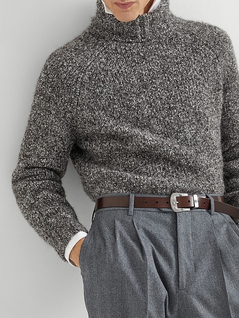 Flecked Alpaca, Virgin Wool and Cashmere Turtleneck Sweater