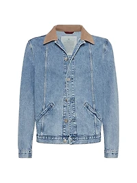 Denim Outerwear Jacket with Suede Collar