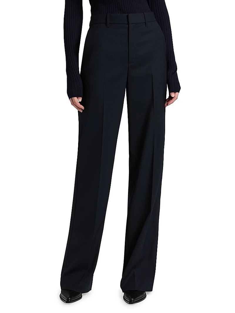 Hirsh Wool Straight-Leg Pants