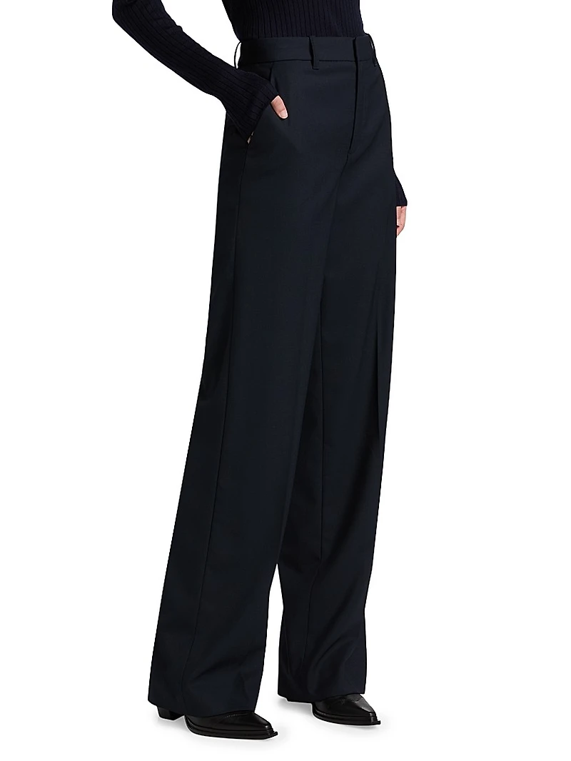 Hirsh Wool Straight-Leg Pants