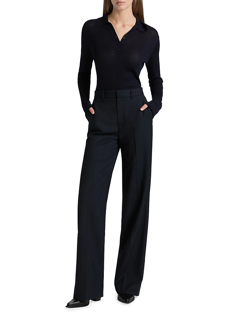 Hirsh Wool Straight-Leg Pants