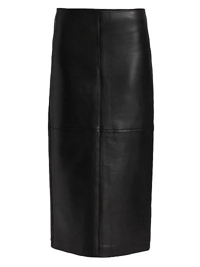 Marta Straight Leather Midi-Skirt
