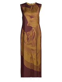 Dancing Pleat Double-Face Satin Midi-Dress