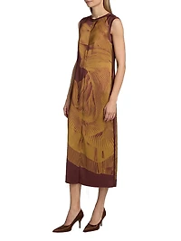 Dancing Pleat Double-Face Satin Midi-Dress