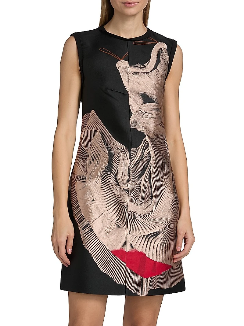 Dancing Pleat Jacquard Minidress