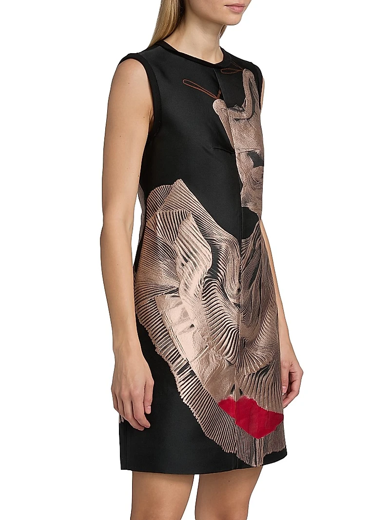 Dancing Pleat Jacquard Minidress