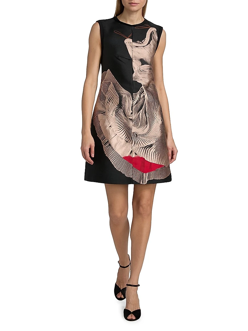 Dancing Pleat Jacquard Minidress