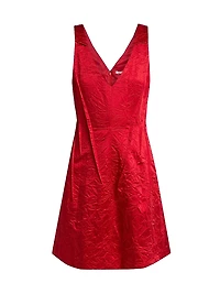 V-Neck Crushed Satin Minidress