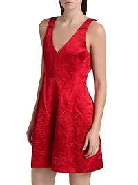 V-Neck Crushed Satin Minidress