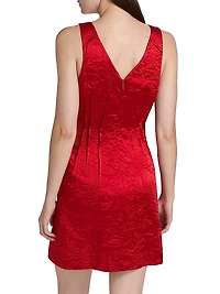 V-Neck Crushed Satin Minidress