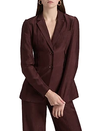 Notch Lapel Crinkled Satin Blazer