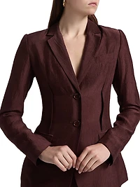 Notch Lapel Crinkled Satin Blazer