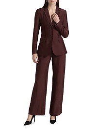 Notch Lapel Crinkled Satin Blazer