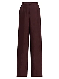 Crinkled Satin Straight-Leg Trousers