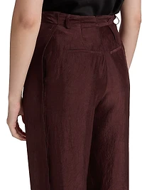 Crinkled Satin Straight-Leg Trousers