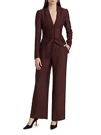 Crinkled Satin Straight-Leg Trousers