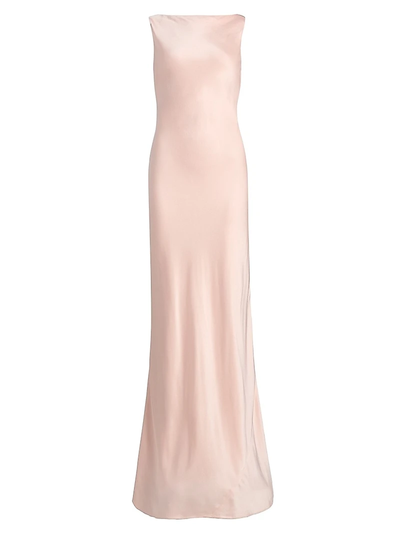 Boatneck Satin Gown