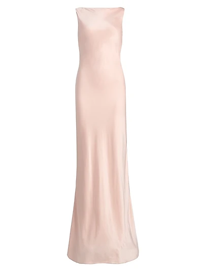 Boatneck Satin Gown