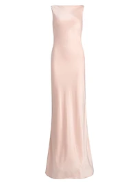 Boatneck Satin Gown