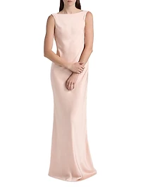 Boatneck Satin Gown