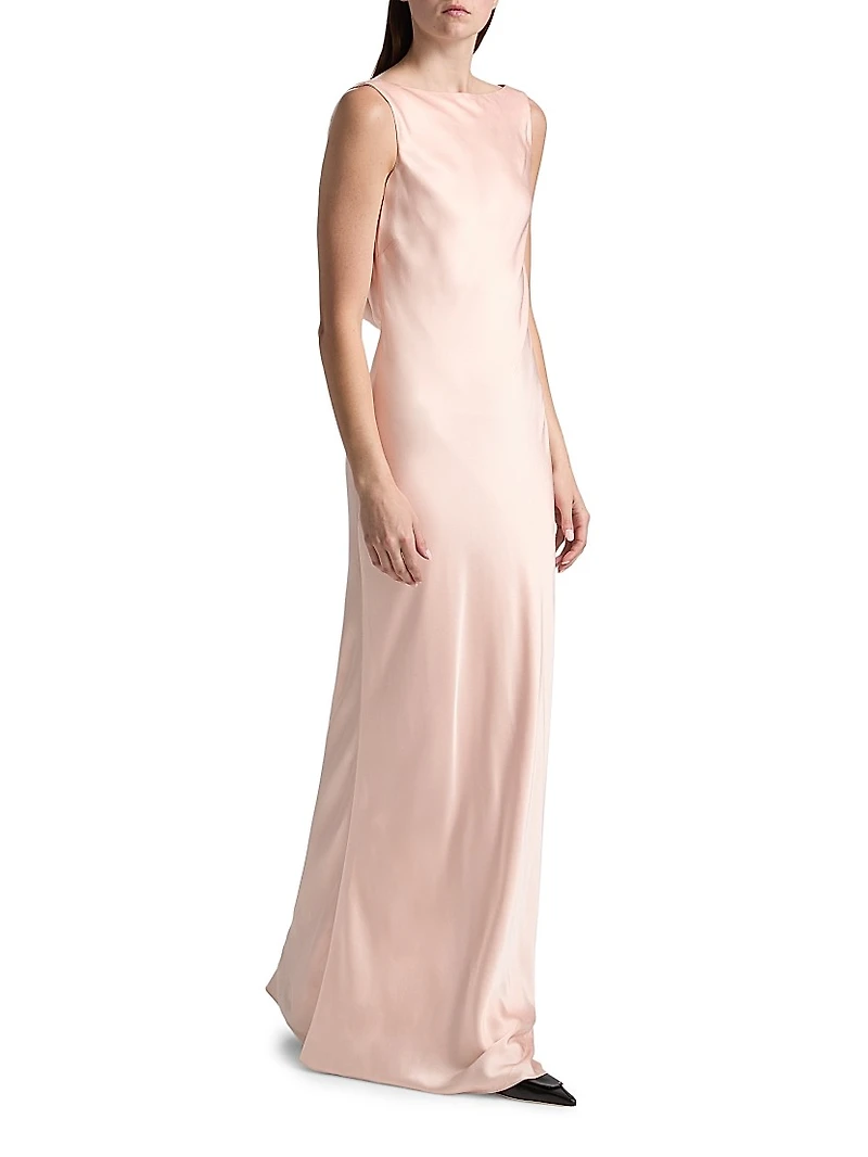 Boatneck Satin Gown