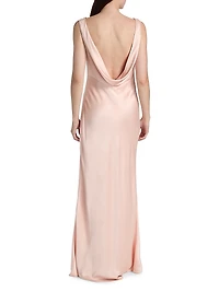 Boatneck Satin Gown