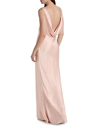 Boatneck Satin Gown