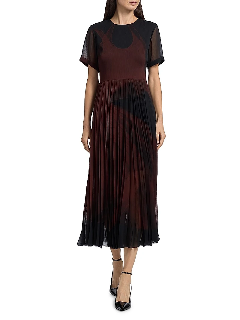 Dancing Pleat Midi-Dress