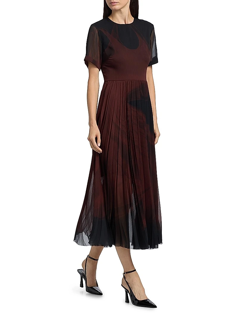 Dancing Pleat Midi-Dress