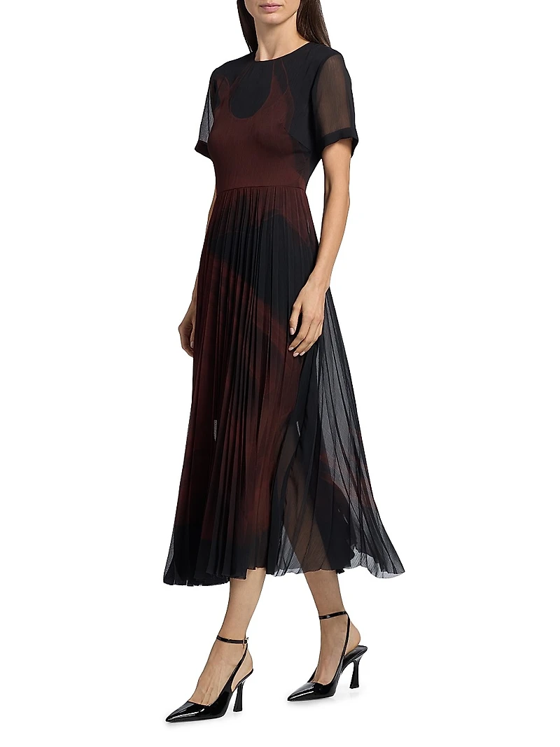 Dancing Pleat Midi-Dress