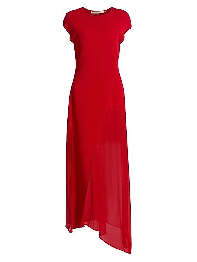 Asymmetrical Seamed Maxi Dress