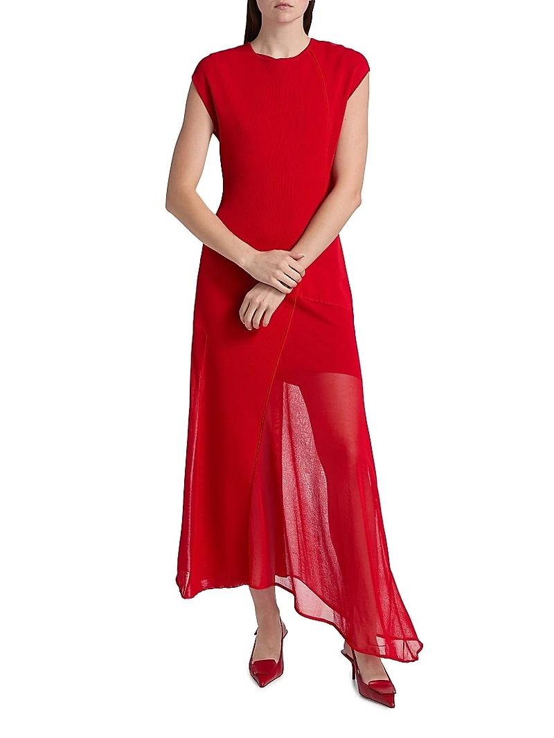 Asymmetrical Seamed Maxi Dress