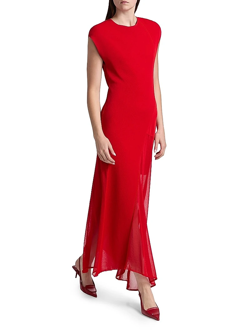 Asymmetrical Seamed Maxi Dress
