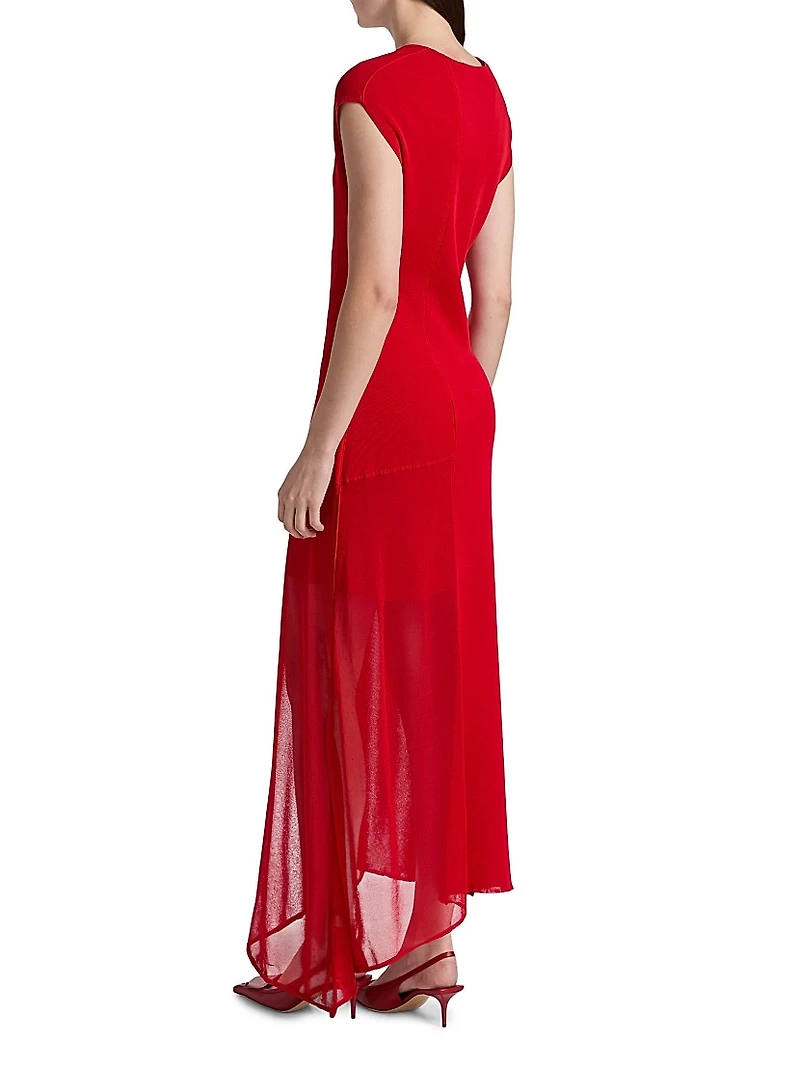 Asymmetrical Seamed Maxi Dress