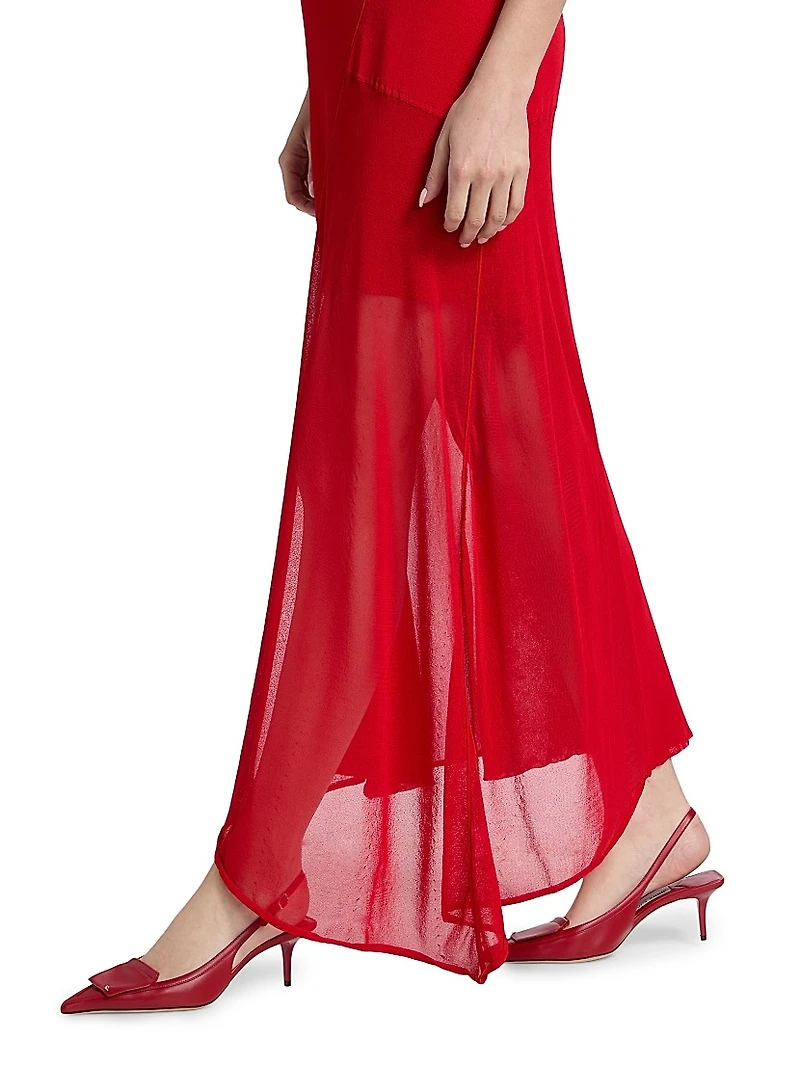 Asymmetrical Seamed Maxi Dress