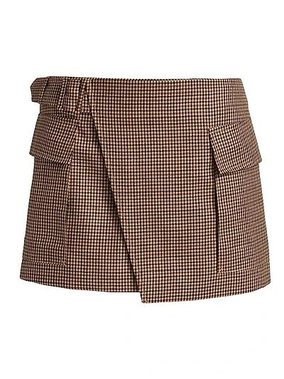 Plaid Wool Wrap Miniskirt