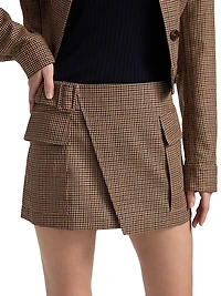 Plaid Wool Wrap Miniskirt