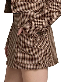 Plaid Wool Wrap Miniskirt